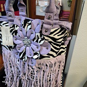 Fashion Fringe/Zebra stripped Handbag